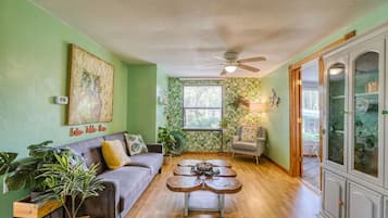 Tv, dvd-afspiller, bøger, videobibliotek