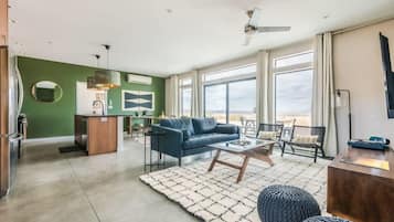 TV, books, stereo, offices