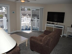 Villa, 2 Bedrooms | Living room - Pool View Unit 1509 at Brunswick Plantation feature 27 hole Golf Course Onsite by RedAwning (Calabash)