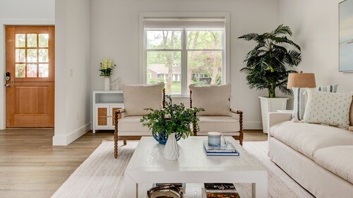 Modern Coastal Farmhouse style home with a private pool, open-floor plan,...