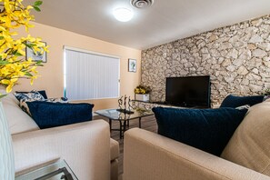 Smart TV, fireplace, table football, offices