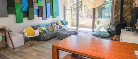 Smart TV, DVD player, books, video library