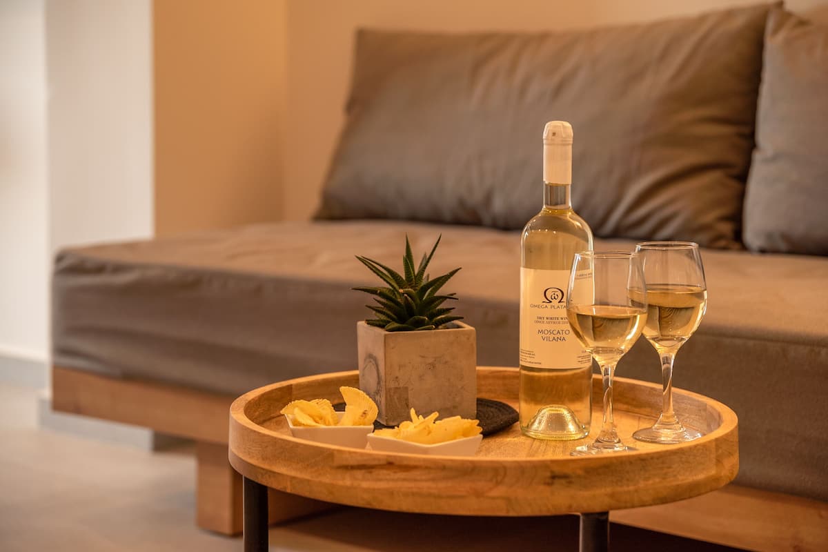 Habitación Deluxe doble | Zona de estar | Una televisión de pantalla plana, libros