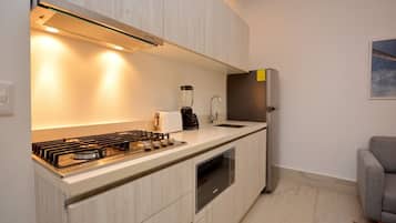 Standard Condo | Private kitchen | Full-size fridge, microwave, toaster, blender
