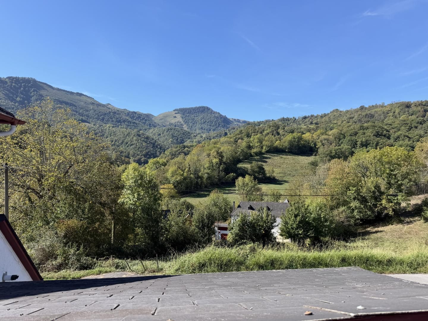 A mountainous landscape with a clear sky.