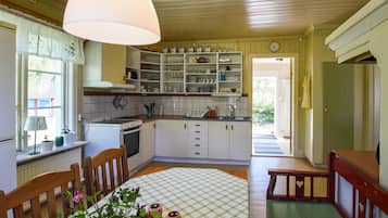 Fridge, stovetop, coffee/tea maker