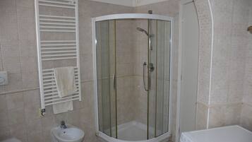 Bathtub, jetted tub, hair dryer, bathrobes