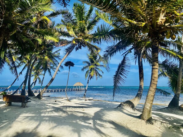 Sur la plage, chaise longue, serviettes de plage