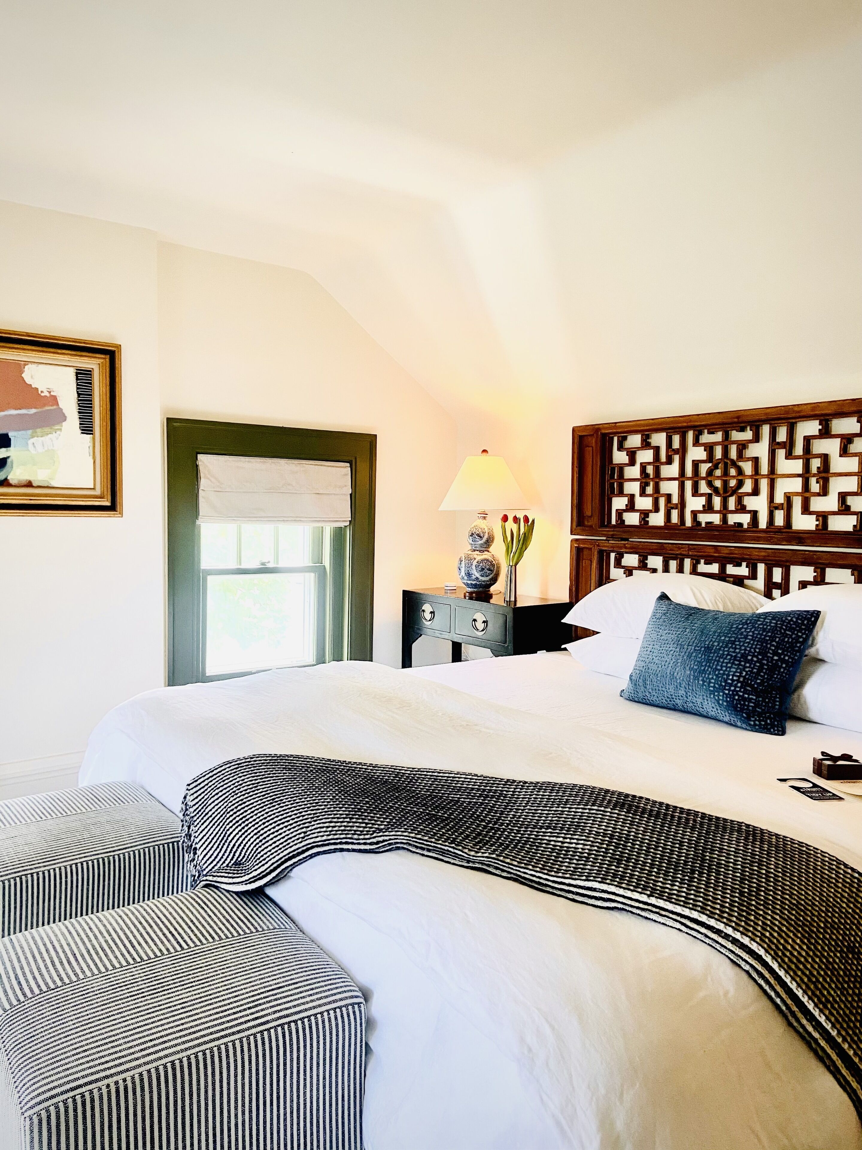 premium bedding, down duvets, memory-foam beds, blackout curtains