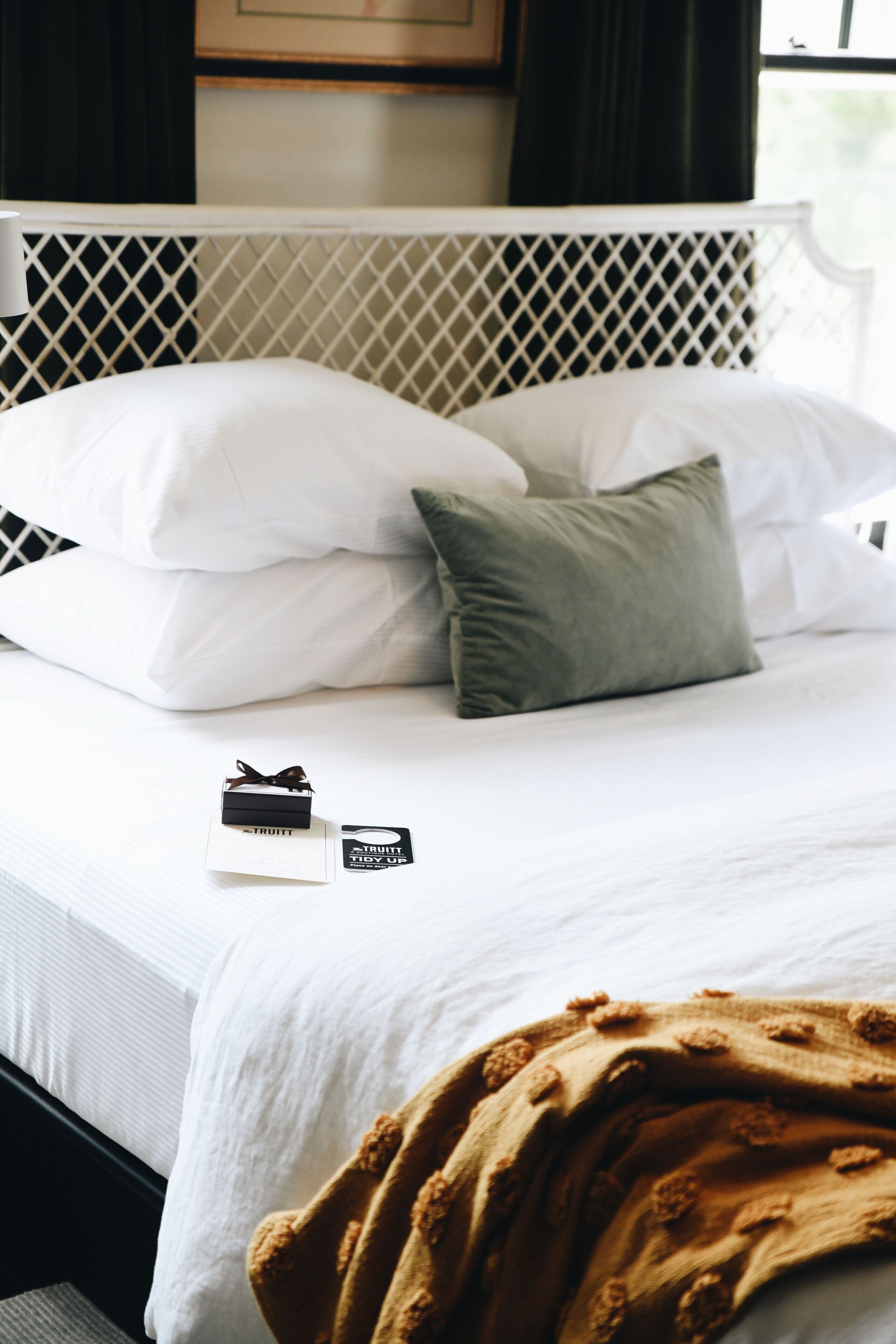 premium bedding, down duvets, memory-foam beds, blackout curtains