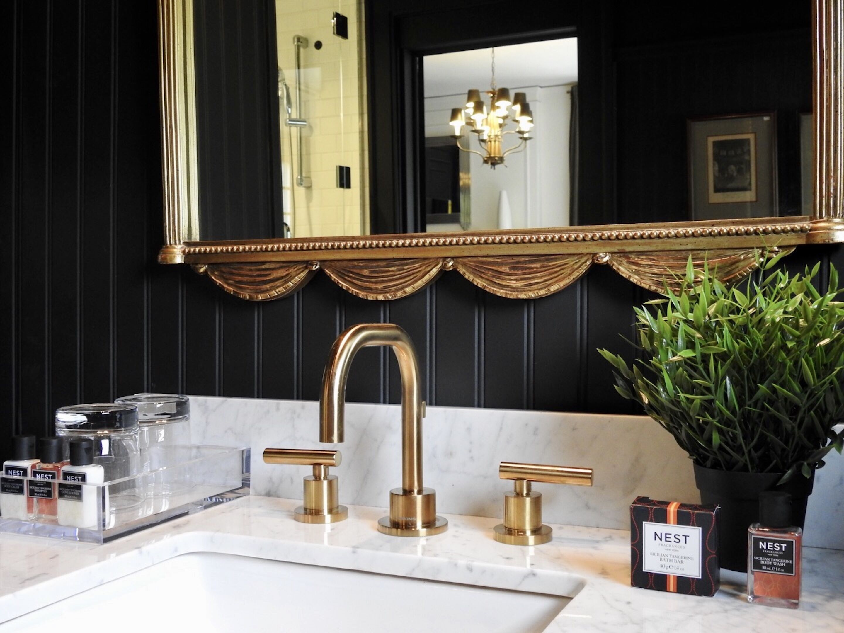 shower, rainfall showerhead, designer toiletries, hair dryer