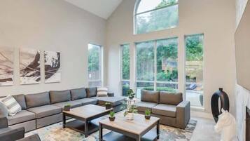 Televisión, chimenea, oficina