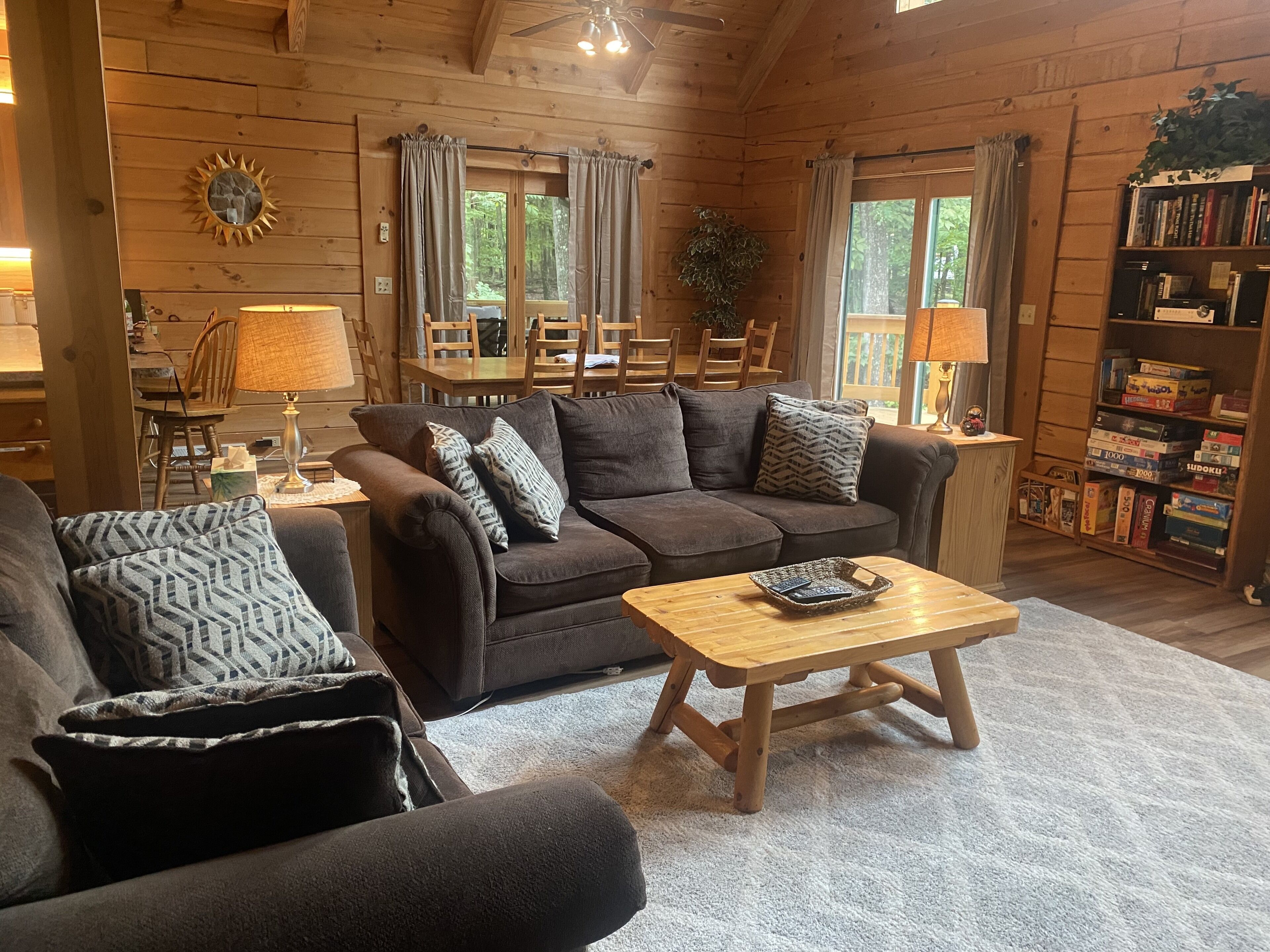Smart TV, fireplace, DVD player, computer
