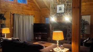 TV connectée, cheminée, lecteur de DVD, ordinateur