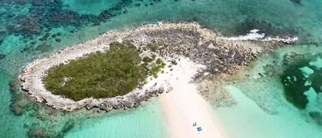 Playa en los alrededores, camastros y toallas de playa