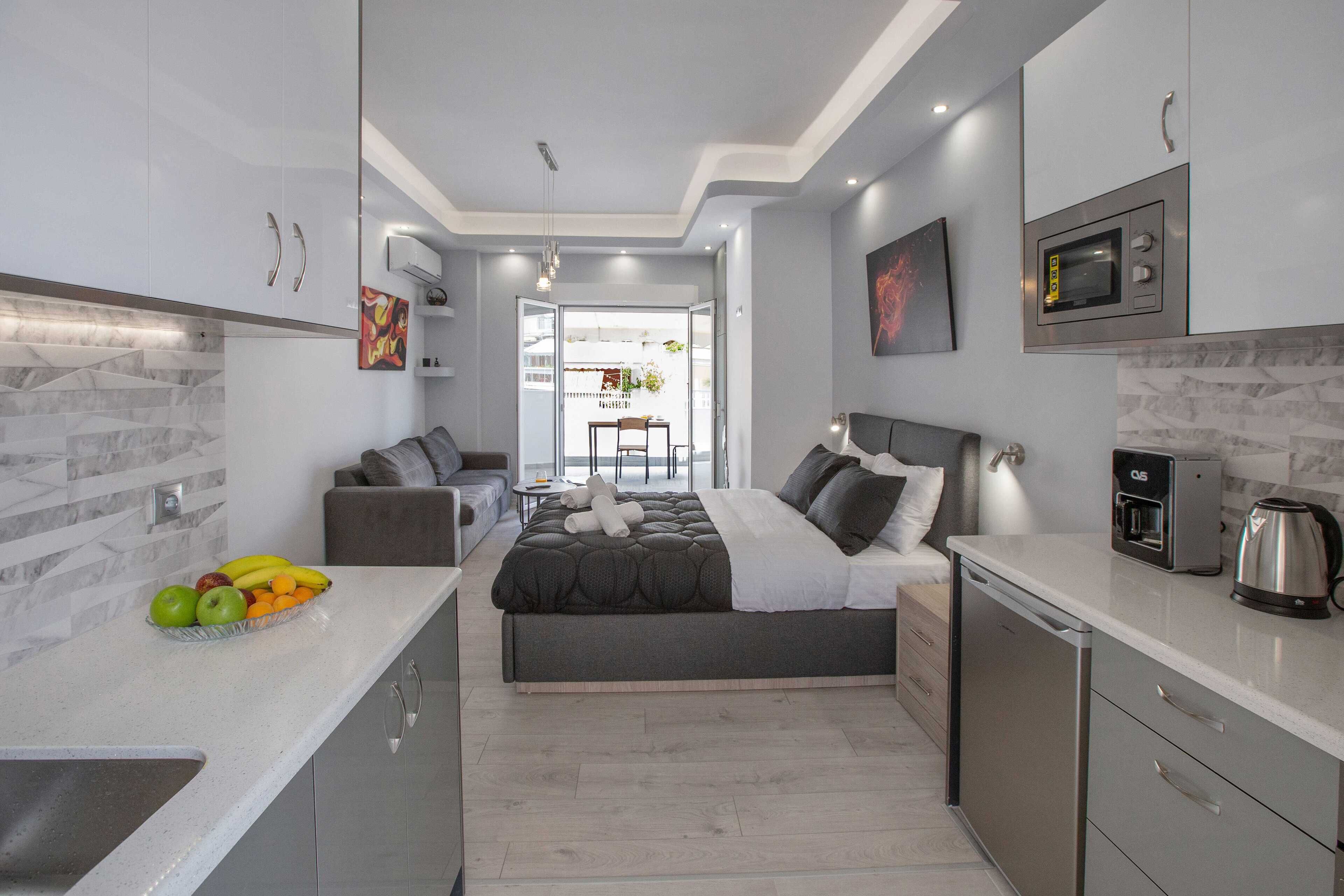 Studio Suite tiện nghi đơn giản | Bếp riêng | Tủ lạnh nhỏ, lò vi sóng, lò nướng, bếp nấu 