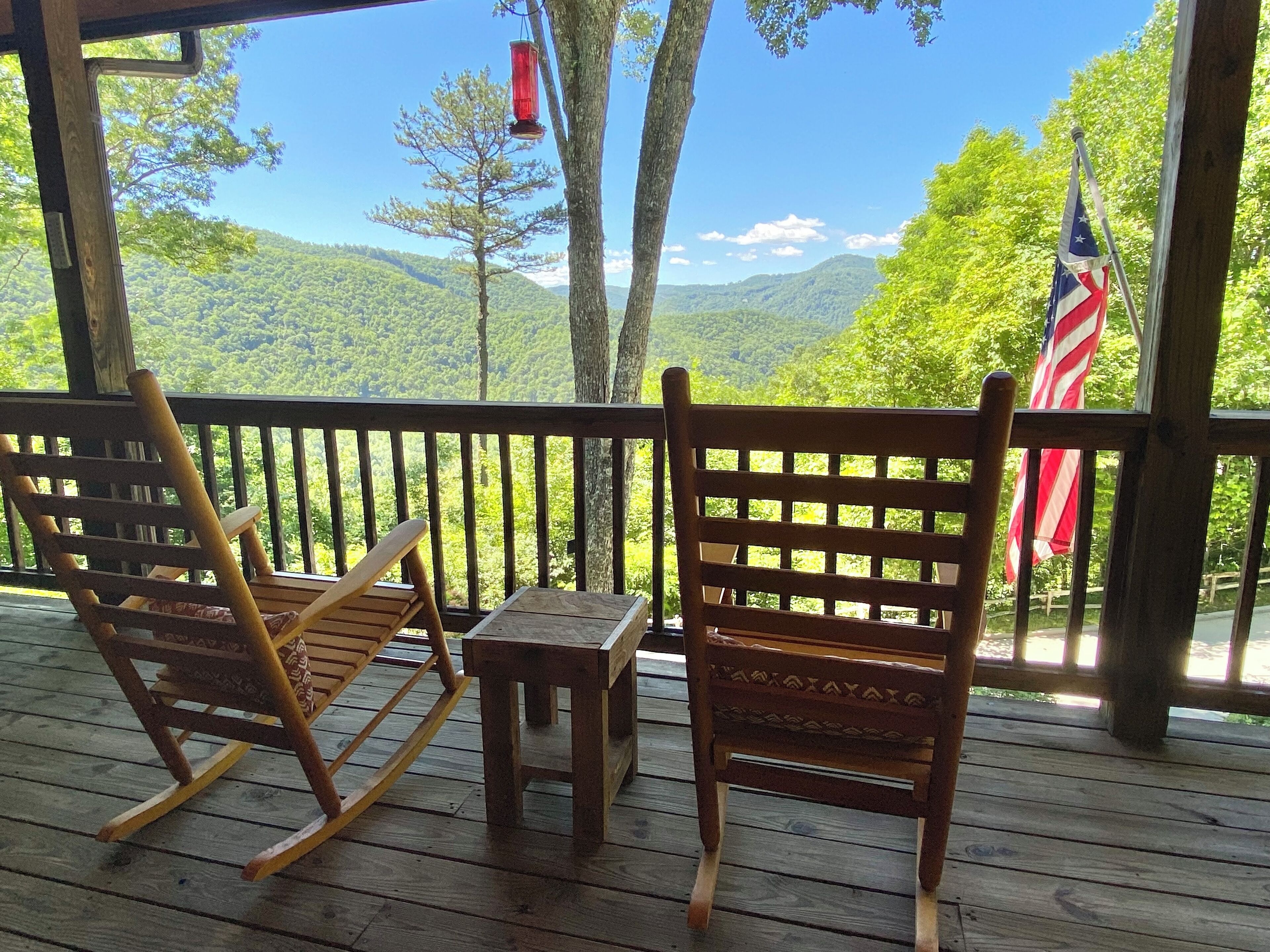 Relax in the rockers and take in the peaceful mountain view!
