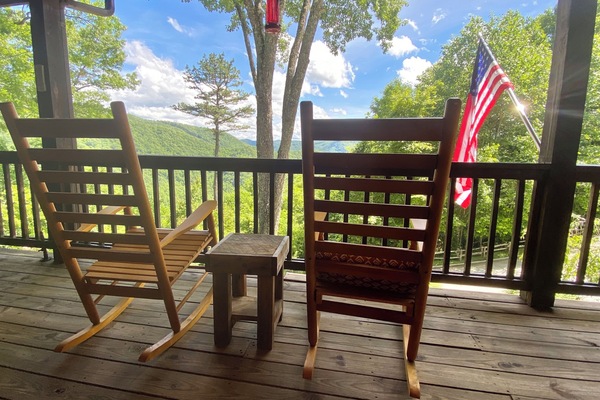 Relax in the rockers and take in the peaceful mountain view!