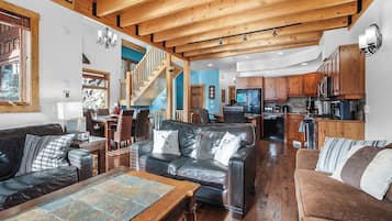 Duplex, 5 Bedrooms, Mountain View, Slope side (5 Bedrooms) | Living area | 50-inch TV with cable channels, fireplace, video game console