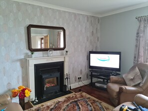 Smart-TV, Kamin, DVD-Player, BĂŒcher