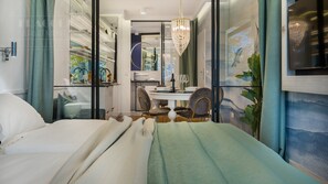 Premium Apartment, 3 Bedrooms, Balcony, River View | Living area | Flat-screen TV - Fragola Apartments Vistula View (Kraków)
