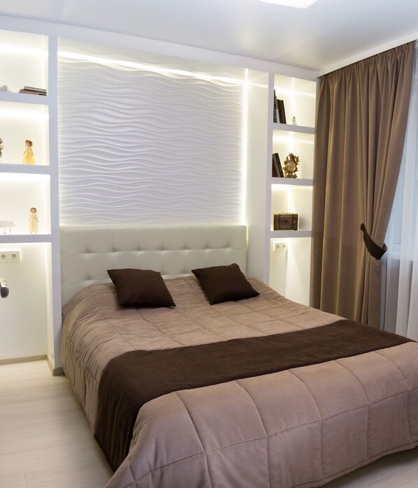 Design Apartment | 2 bedrooms, desk, iron/ironing board, free WiFi - PaulMarie Apartments on Kozhara 12 (Gomel)