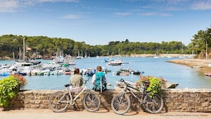 A harbor with boats and a stone wall. - Vannes, house with swimming pool (Vannes)