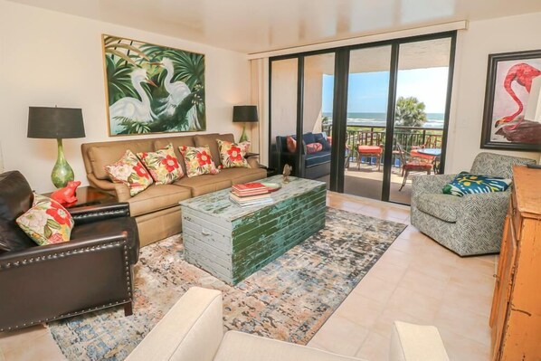 TV, DVD player, books - Walk out onto your balcony facing the beach from your bedroom or living room! (St. Augustine)