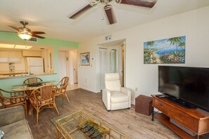 TV, DVD player, books, printers