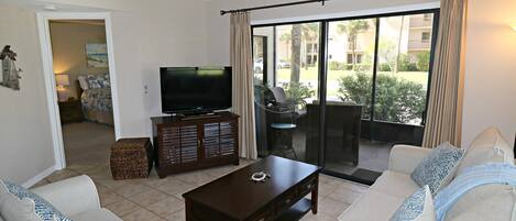 TV, DVD player, books