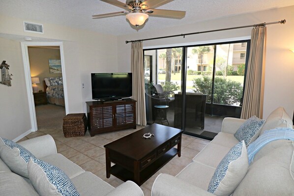 TV, DVD player, books