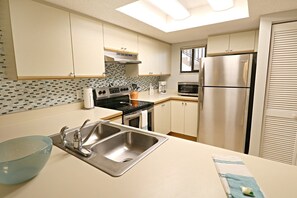 Fridge, microwave, oven, dishwasher