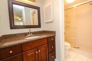 Bathtub, hair dryer, towels, soap