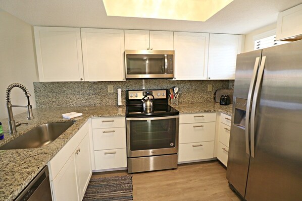 Fridge, microwave, oven, dishwasher