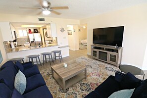 TV, DVD player, books