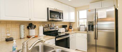 Fridge, microwave, oven, dishwasher