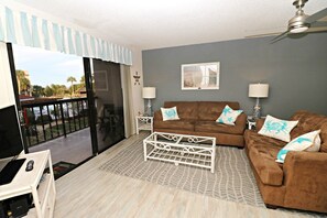 TV, DVD player, books