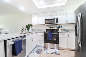 Fridge, microwave, oven, dishwasher