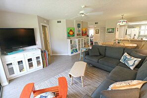 TV, DVD player, books