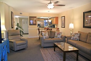 TV, DVD player, books