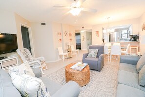 TV, DVD player, books, printers