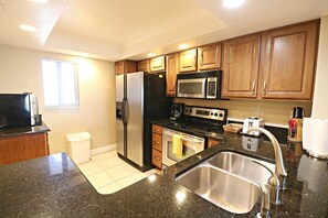 Fridge, microwave, oven, stovetop - Beautiful Ocean Views, 3 Bedroom/2 Bath, St Augustine Beach and Tennis Club 202! (St. Augustine)