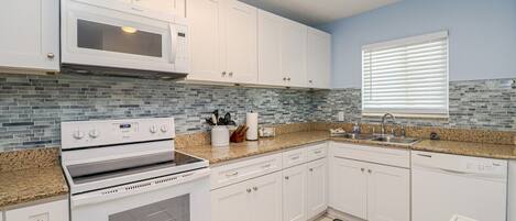 Fridge, microwave, oven, dishwasher