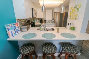 Fridge, microwave, oven, dishwasher