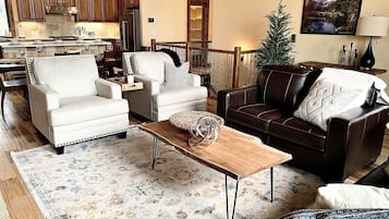 Smart TV, fireplace, foosball, table tennis
