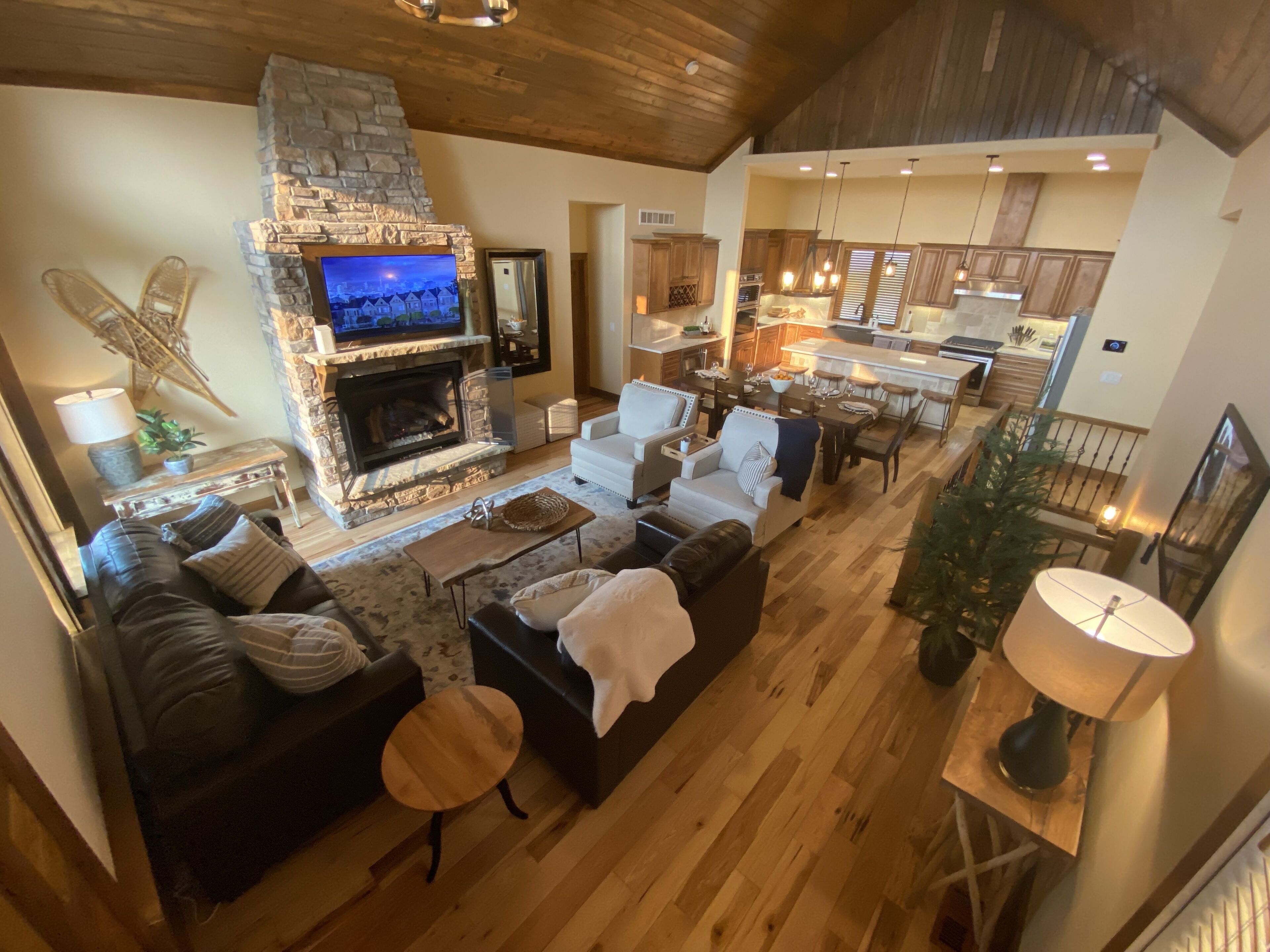 Smart TV, fireplace, foosball, table tennis