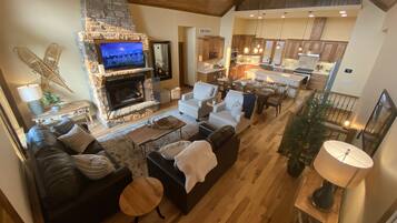 Smart TV, fireplace, foosball, table tennis