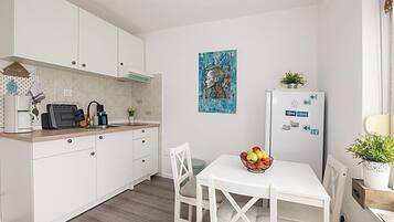 Fridge, microwave, coffee/tea maker