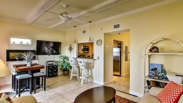 Smart TV, DVD player, books