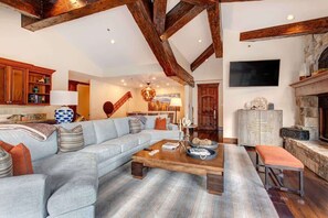 TV, fireplace, offices